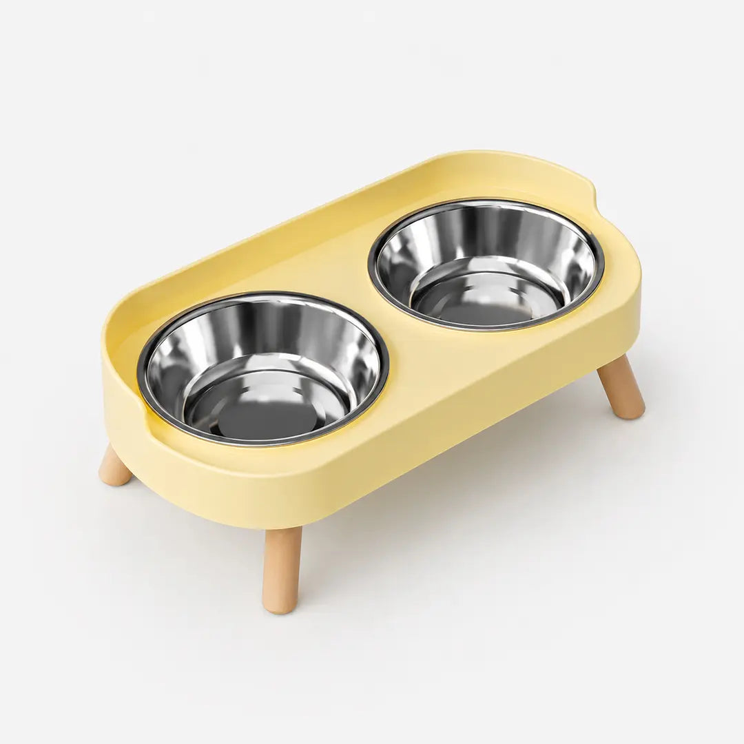 Double Pet Feeder, Stainless Steel Food and Water Bowls with Splash Guard