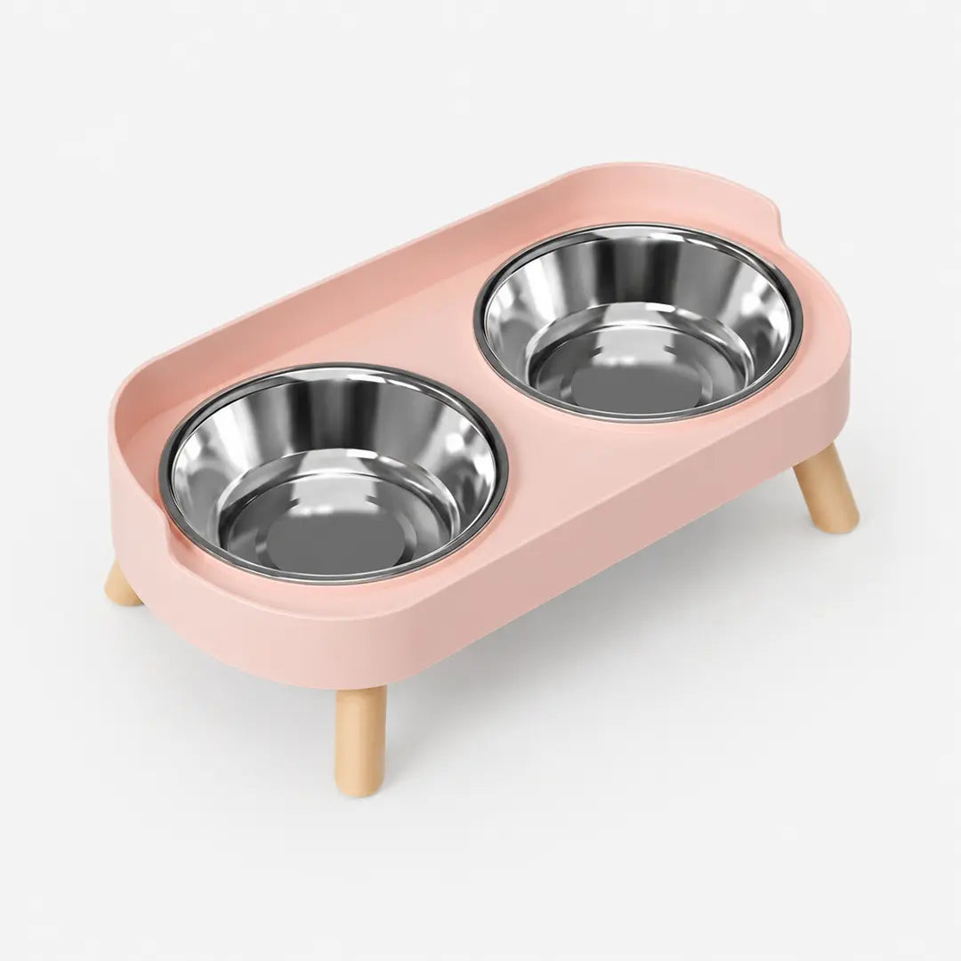 Double Pet Feeder, Stainless Steel Food and Water Bowls with Splash Guard