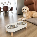 Double Pet Feeder, Stainless Steel Food and Water Bowls with Splash Guard