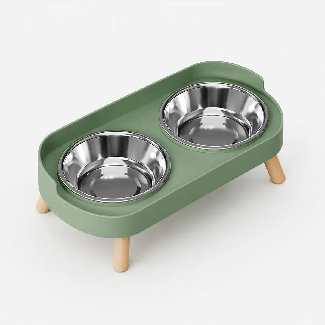Double Pet Feeder, Stainless Steel Food and Water Bowls with Splash Guard