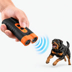 Dual-Head Ultrasonic Anti Barking Dog Device with LED Flashlight
