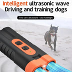 Dual-Head Ultrasonic Anti Barking Dog Device with LED Flashlight
