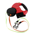 Dual Retractable Dog Leash for Two Dogs, 3m 360° Swivel Lead with Light & Reflective Rope