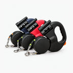 Dual Retractable Dog Leash for Two Dogs, 3m 360° Swivel Lead with Light & Reflective Rope