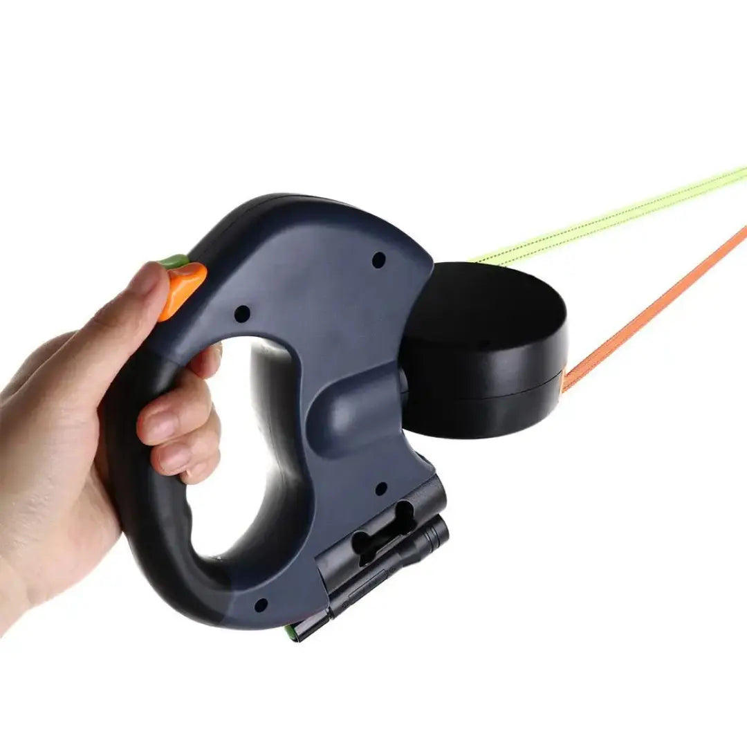 Dual Retractable Dog Leash for Two Dogs, 3m 360° Swivel Lead with Light & Reflective Rope