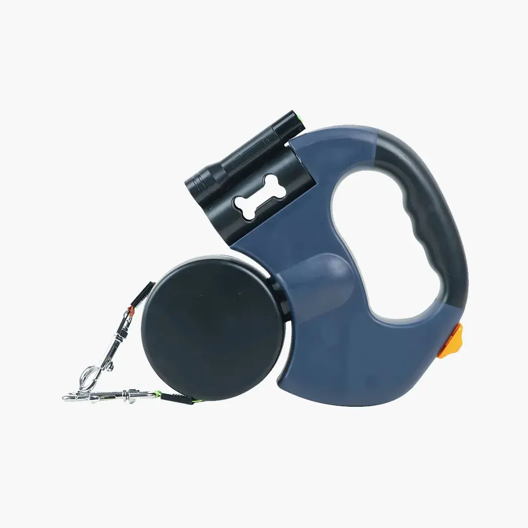 Dual Retractable Dog Leash for Two Dogs, 3m 360° Swivel Lead with Light & Reflective Rope