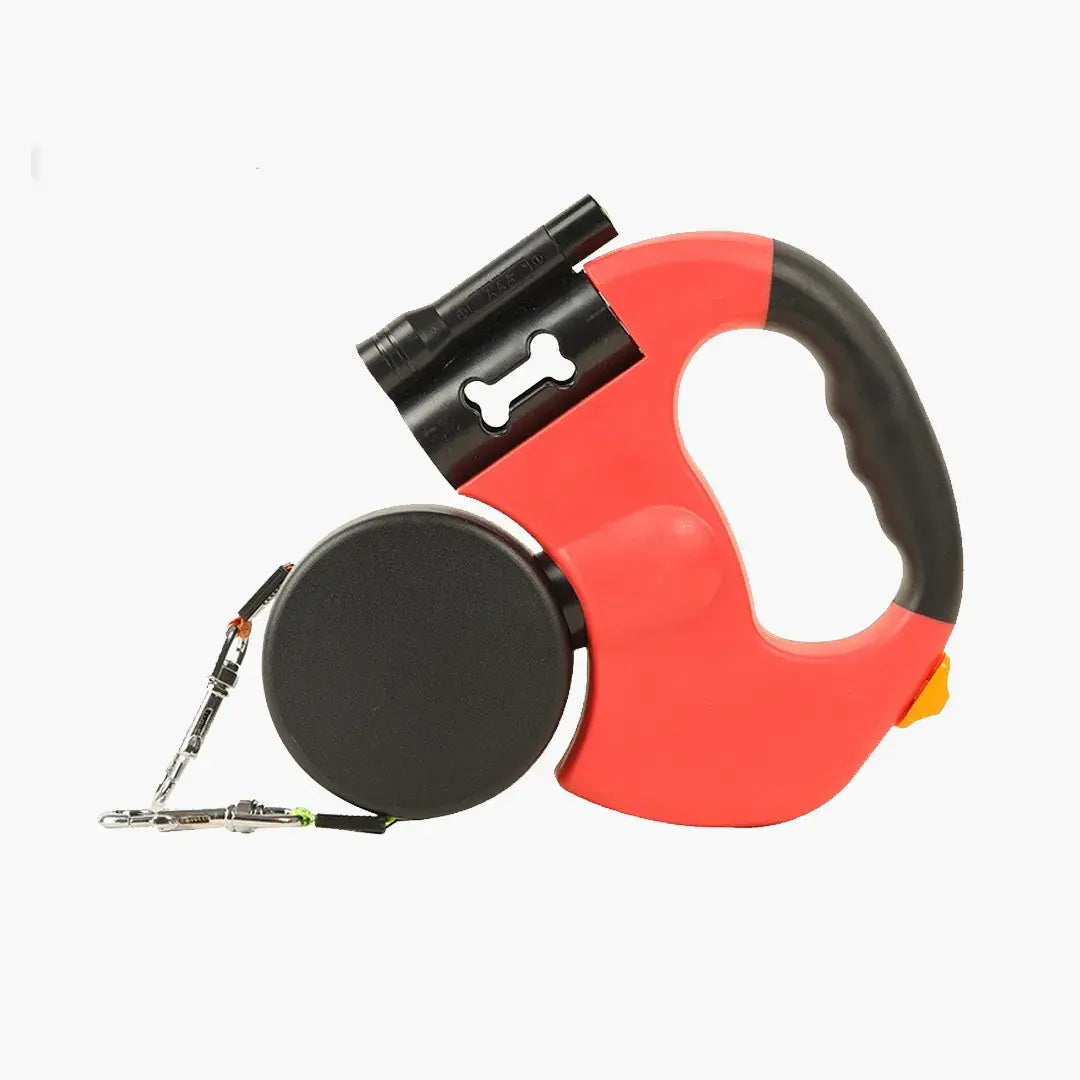 Dual Retractable Dog Leash for Two Dogs, 3m 360° Swivel Lead with Light & Reflective Rope