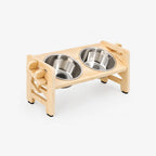 Elevated Dog Bowls for Small Dogs & Cats, Adjustable Wooden Stand