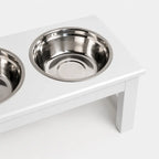 Elevated Dog Bowls for Small Dogs, White Wooden Feeding Station