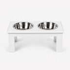 Elevated Dog Bowls for Small Dogs, White Wooden Feeding Station