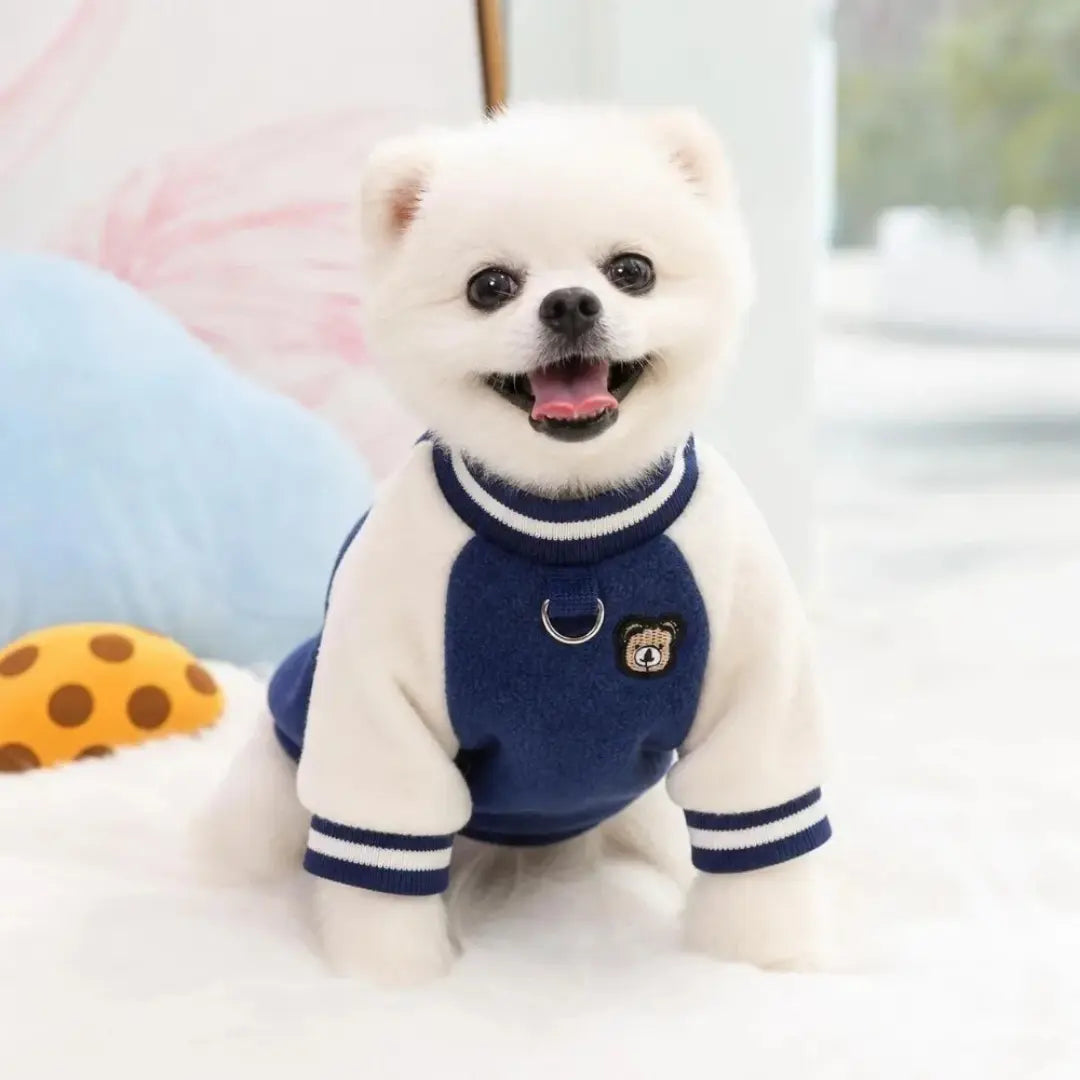 Fleece Dog Clothes for Small Dogs - Warm Puppy Sweatshirt Coat with D-Ring