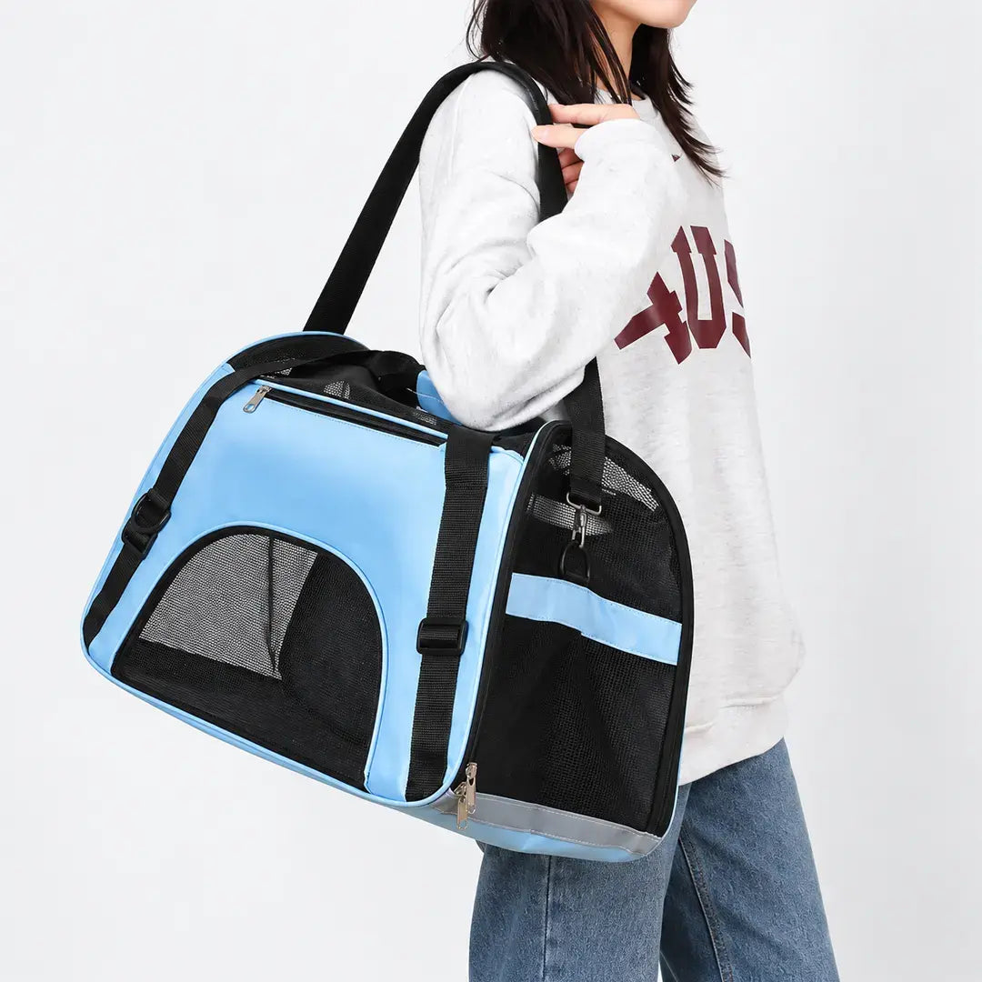 Foldable Pet Carrier Bag for Cats & Small Dogs, Breathable Mesh Travel Carrier