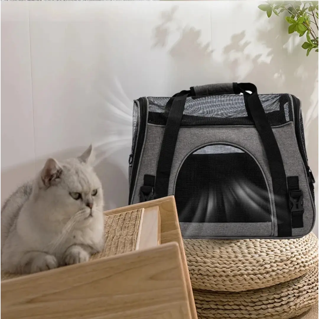 Foldable Pet Carrier Bag for Cats & Small Dogs, Breathable Mesh Travel Carrier