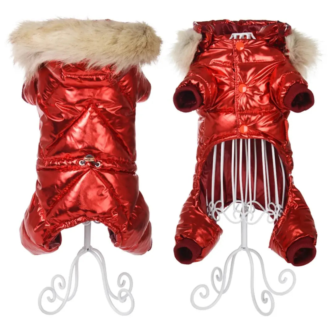 Fur Collar Dog Coats for Winter - Warm Four-Leg Jumpsuit for French Bulldog & Dachshund