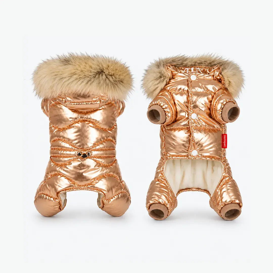 Fur Collar Dog Coats for Winter - Warm Four-Leg Jumpsuit for French Bulldog & Dachshund