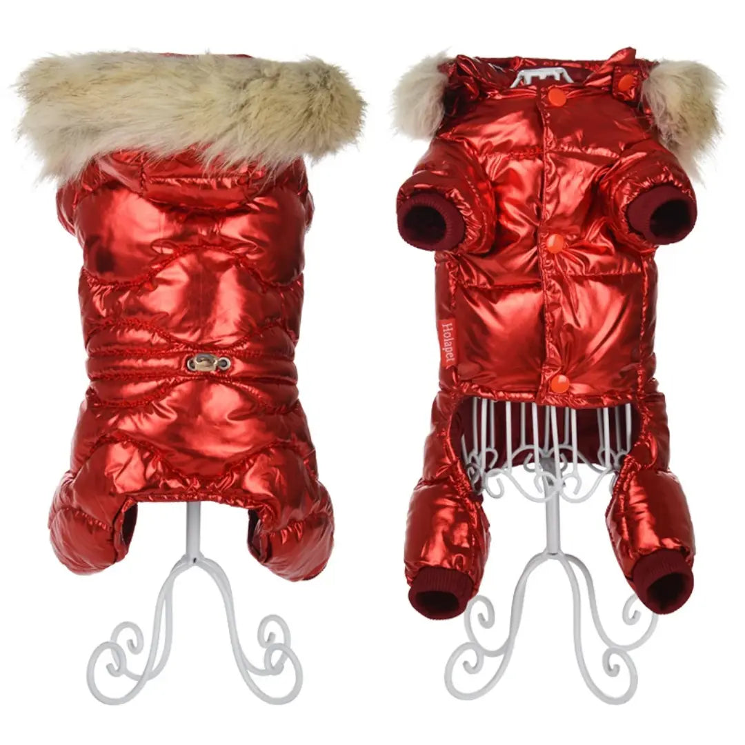 Fur Collar Dog Coats for Winter - Warm Four-Leg Jumpsuit for French Bulldog & Dachshund