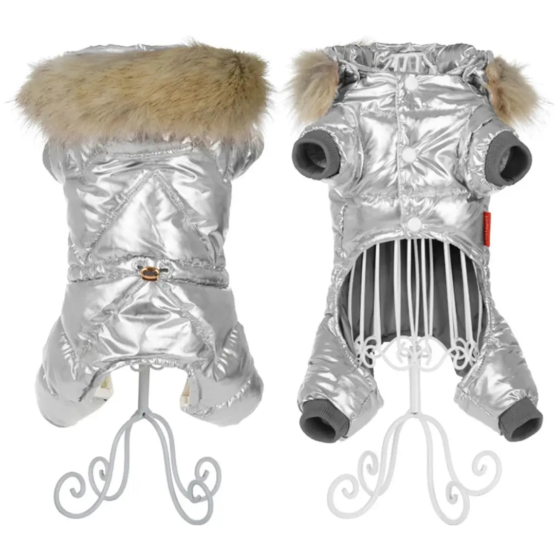 Fur Collar Dog Coats for Winter - Warm Four-Leg Jumpsuit for French Bulldog & Dachshund