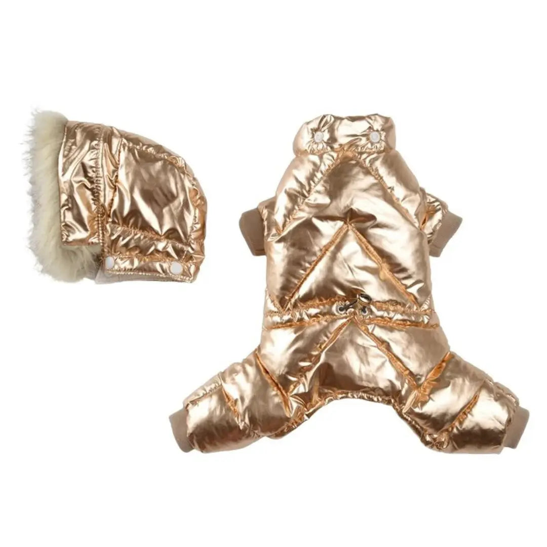 Fur Collar Dog Coats for Winter - Warm Four-Leg Jumpsuit for French Bulldog & Dachshund