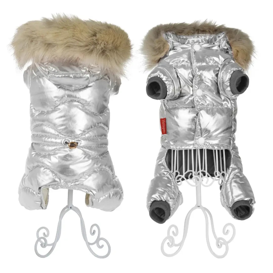 Fur Collar Dog Coats for Winter - Warm Four-Leg Jumpsuit for French Bulldog & Dachshund