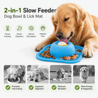 Interactive Treat Slow Feeder Dog Bowl with Rolling Ball & Lick Mat