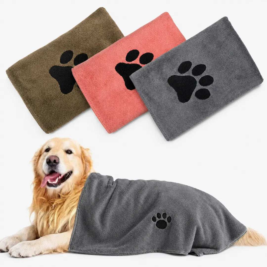 Microfiber Pet Bath Towel Set for Dogs & Cats, 4 Pack, Super Absorbent