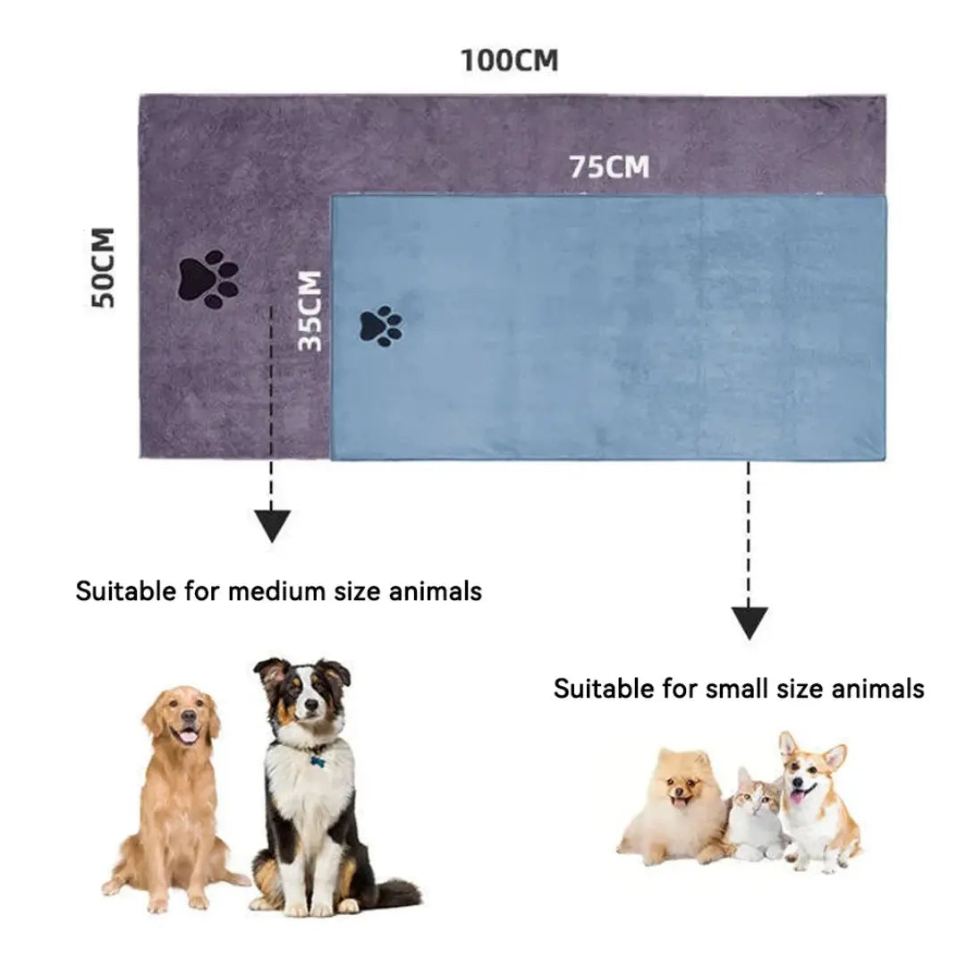 Microfiber Pet Bath Towel Set for Dogs & Cats, 4 Pack, Super Absorbent