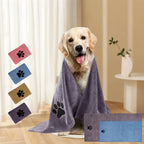 Microfiber Pet Bath Towel Set for Dogs & Cats, 4 Pack, Super Absorbent