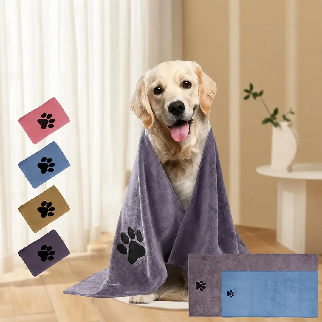 Microfiber Pet Bath Towel Set for Dogs & Cats, 4 Pack, Super Absorbent