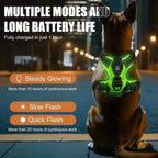 Night Walk Visibility LED Dog Harness with 3 Light Modes & Rechargeable Battery