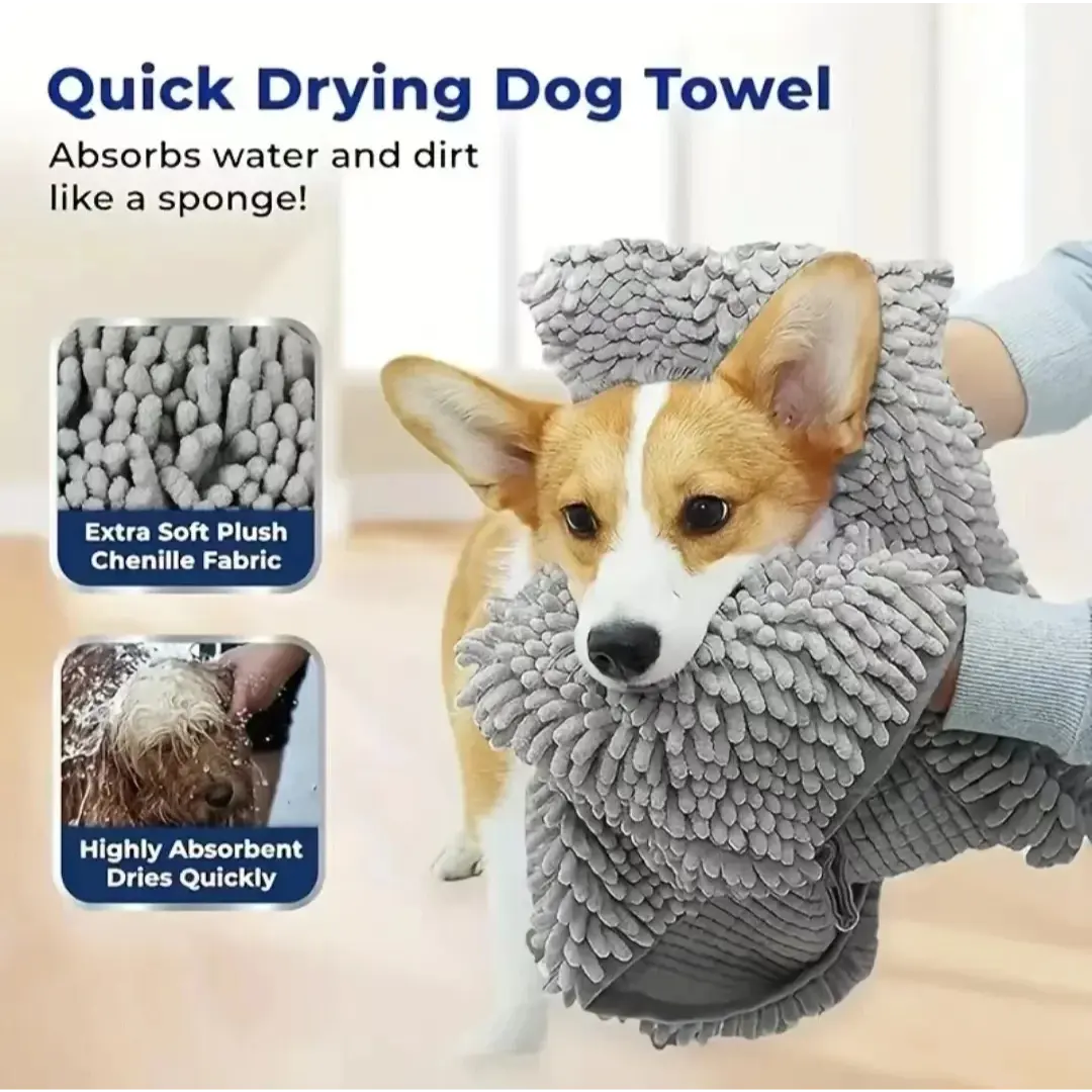 Pet Bath Towel Set for Dogs & Cats, 3 Pack, Quick-Dry Coral Fleece