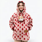 Pet Carrier Hoodie for Cats & Small Dogs, Warm Fleece Kangaroo Pouch Sweatshirt