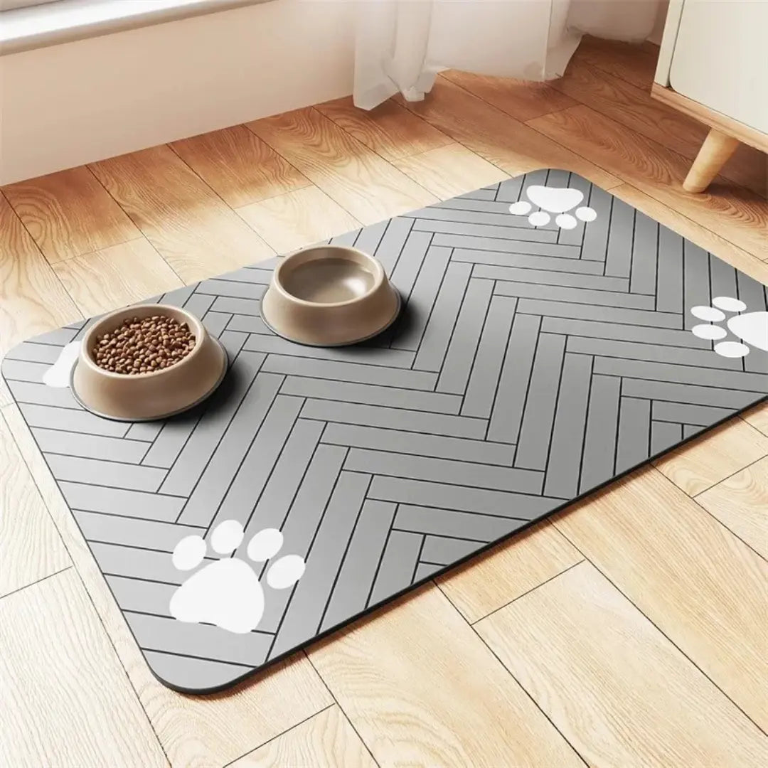 Pet Feeding Mat for Dogs & Cats, Absorbent Waterproof Rubber Backing