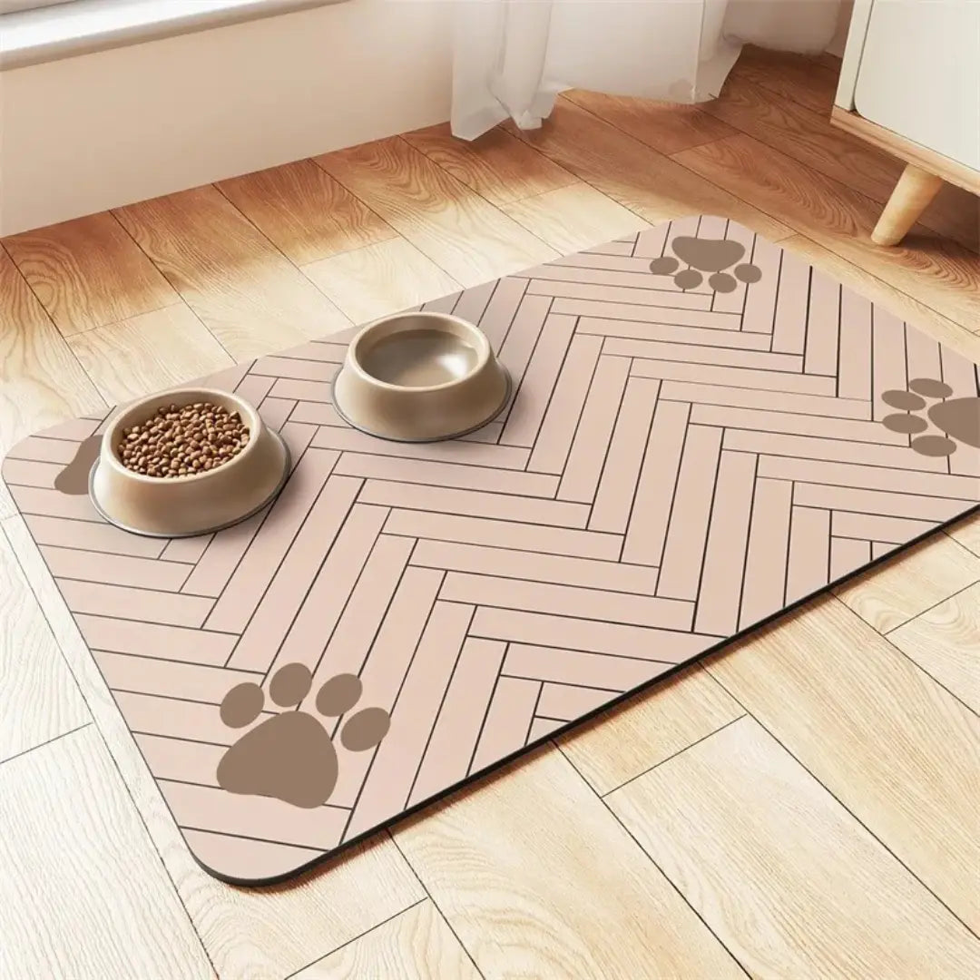Pet Feeding Mat for Dogs & Cats, Absorbent Waterproof Rubber Backing