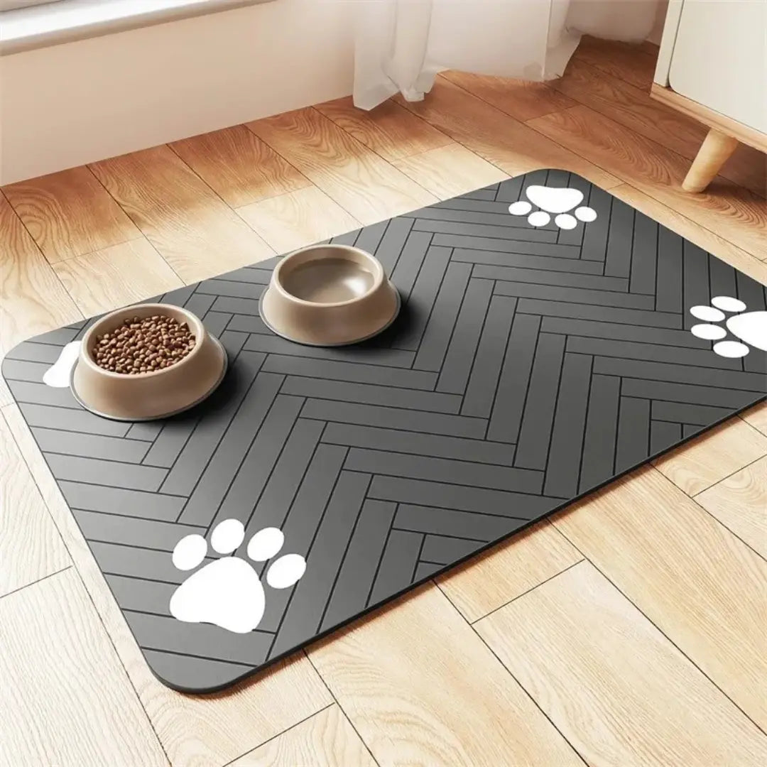 Pet Feeding Mat for Dogs & Cats, Absorbent Waterproof Rubber Backing