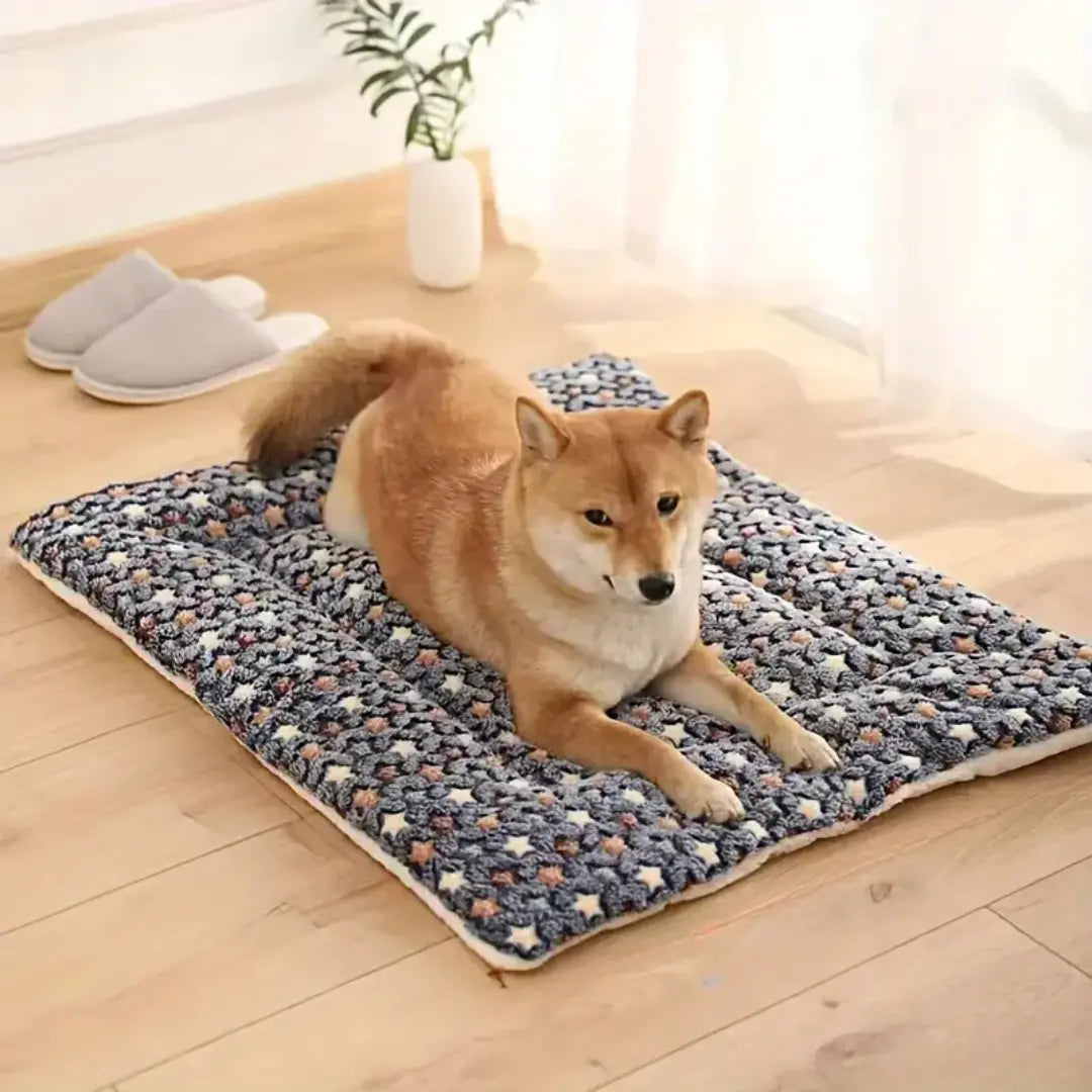 Pet Mat for Dogs & Cats, Soft Padded Washable Bed with Star Print