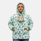 Pet Carrier Hoodie for Cats & Small Dogs, Warm Fleece Kangaroo Pouch Sweatshirt