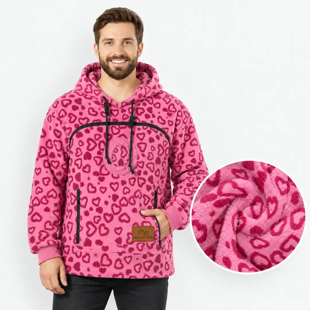 Pet Carrier Hoodie for Cats & Small Dogs, Warm Fleece Kangaroo Pouch Sweatshirt