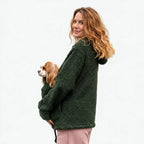 Pet Carrier Hoodie for Cats & Small Dogs, Warm Fleece Kangaroo Pouch Sweatshirt