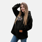 Pet Carrier Hoodie for Cats & Small Dogs, Warm Fleece Kangaroo Pouch Sweatshirt