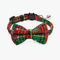 Plaid Bow Tie Breakaway Cat Collar with Bell, Adjustable Cotton Design