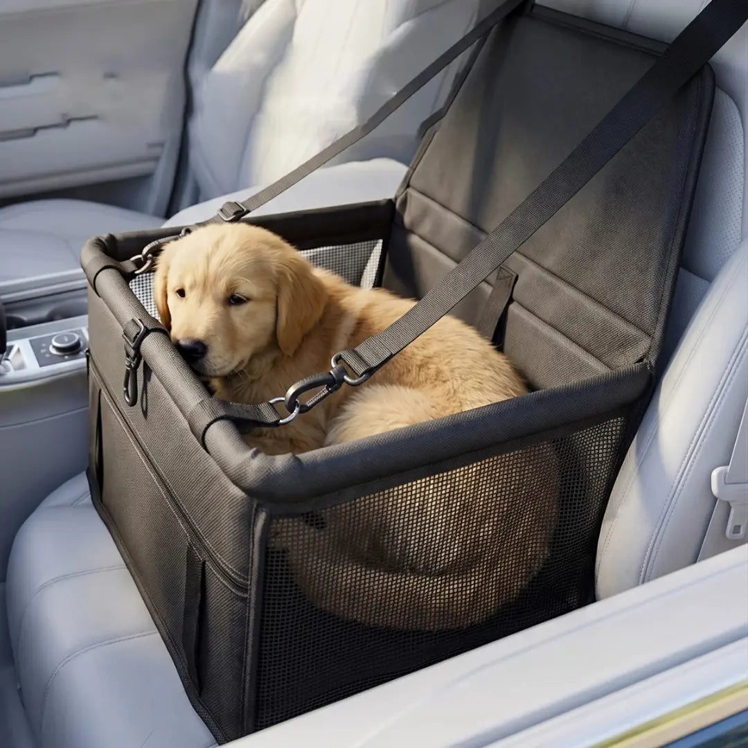 Portable Dog Car Seat with Mesh Sides, Waterproof Travel Basket