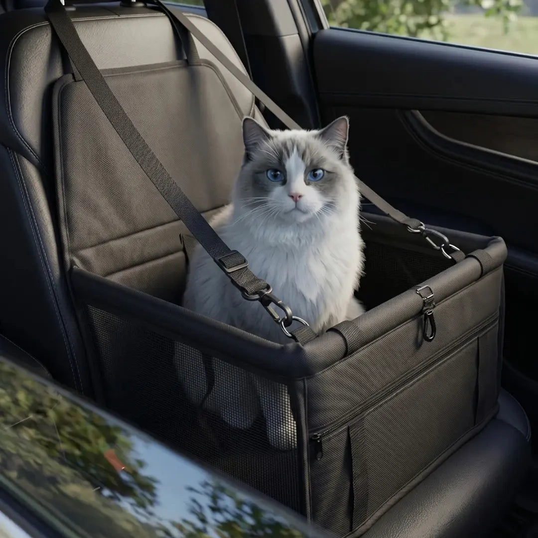 Portable Dog Car Seat with Mesh Sides, Waterproof Travel Basket