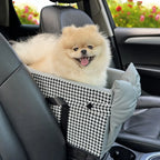 Portable Travel Dog Car Seat for Small Dogs & Cats, Front Seat Pet Nest with Bow Design