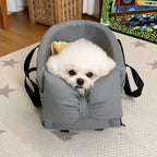 Portable Travel Dog Car Seat for Small Dogs & Cats, Front Seat Pet Nest with Bow Design