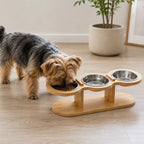 Raised Triple Pet Feeder, 15° Tilt Stainless Steel Bowls for Cats and Small Dogs
