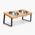 Raised Double Cat Bowl Stand, Stainless Steel Pet Feeding Station