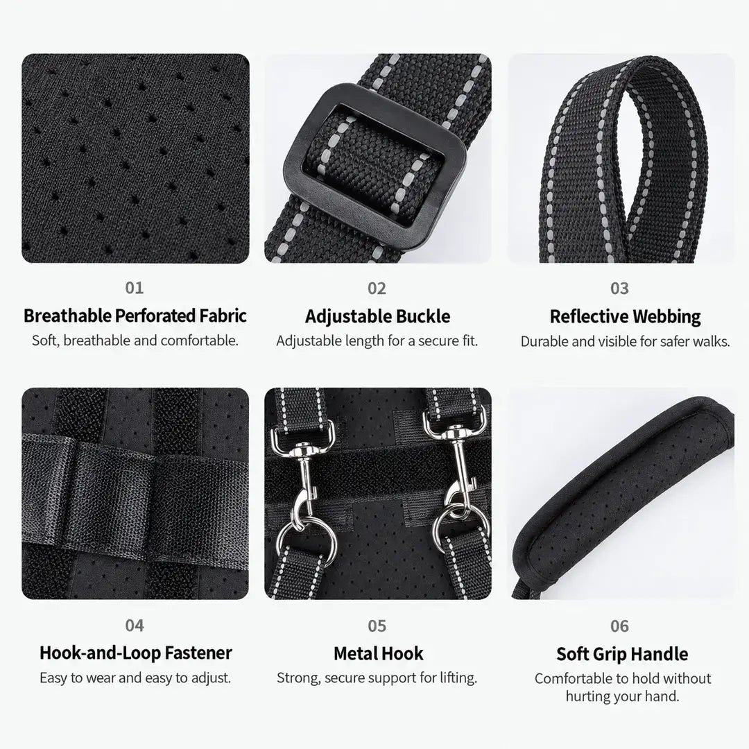 Rear Dog Support Harness for Senior Dogs, Adjustable Mobility Lift Aid for Stairs & Car Entry