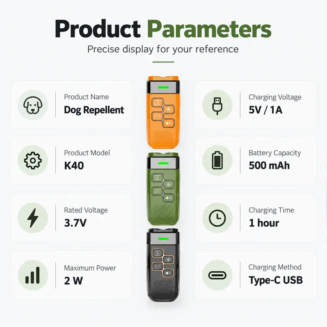 Rechargeable K40 Anti Barking Dog Device with Dual Ultrasonic Output & LED Flashlight