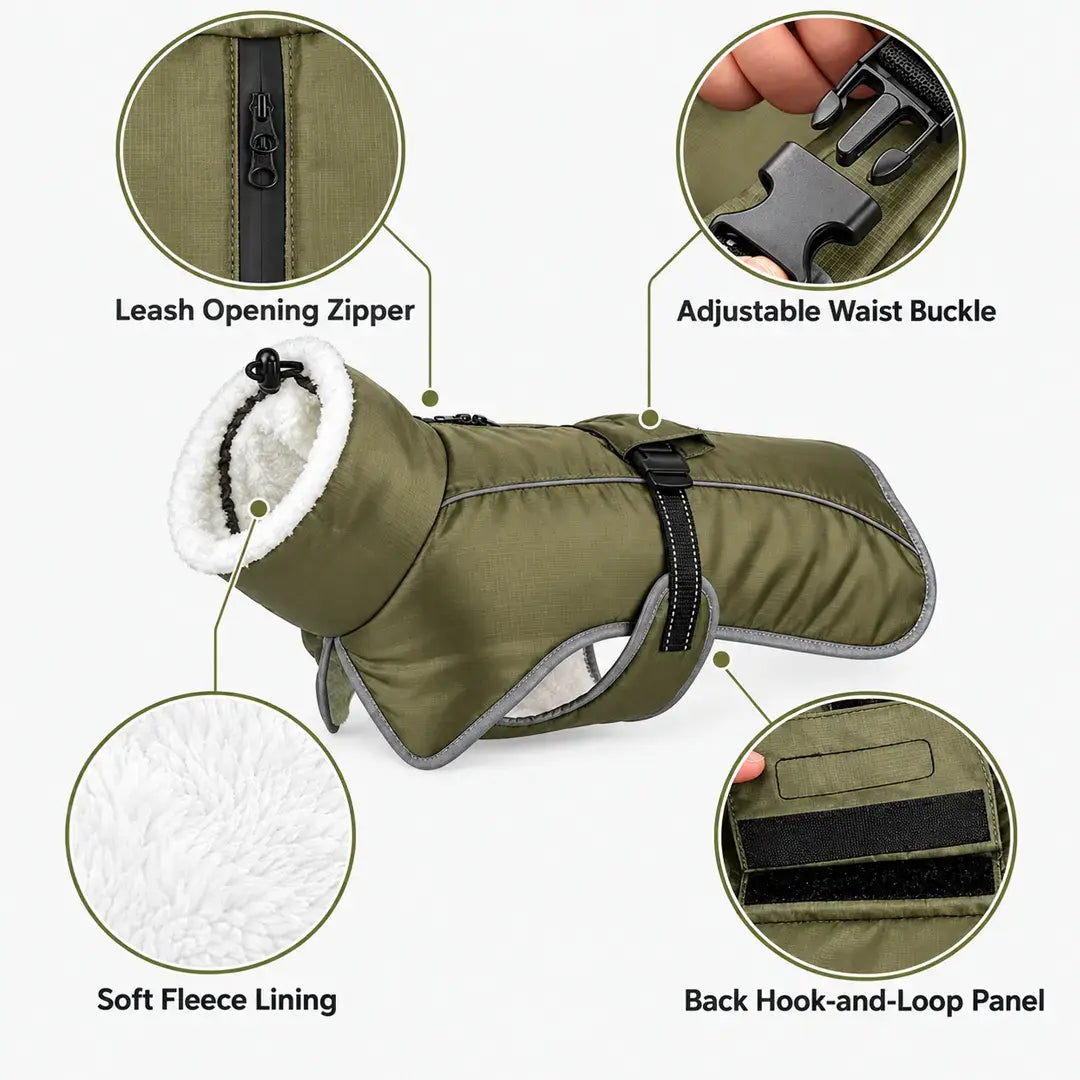 Reflective Dog Coats for Large Dogs, Warm Winter Snow Jacket for Cold Weather