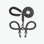 Reflective Twin-Walker Dog Leash with Tangle-Free Coupler for Two Dogs